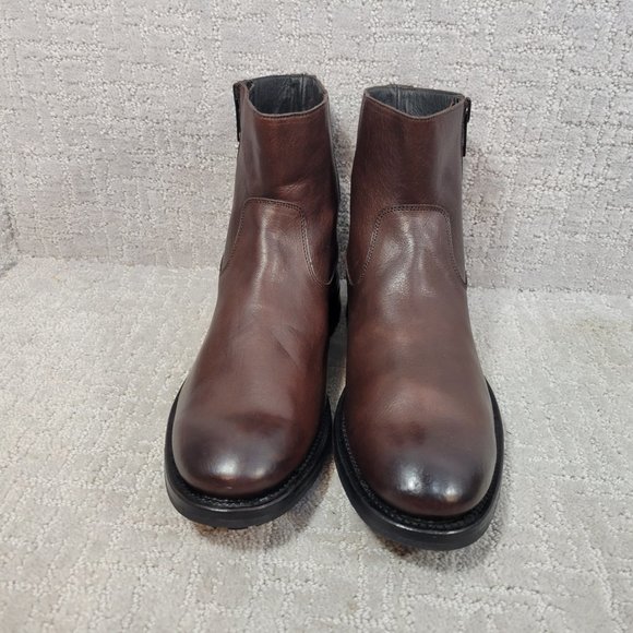 Frye Stanton Men's Size 10 D Brown Side Outside Zip Ankle Biker Boots NEW - Picture 2 of 9